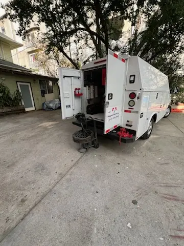 Magnet Plumbing service vehicle on-site for Sewer Line Repair in Palm View